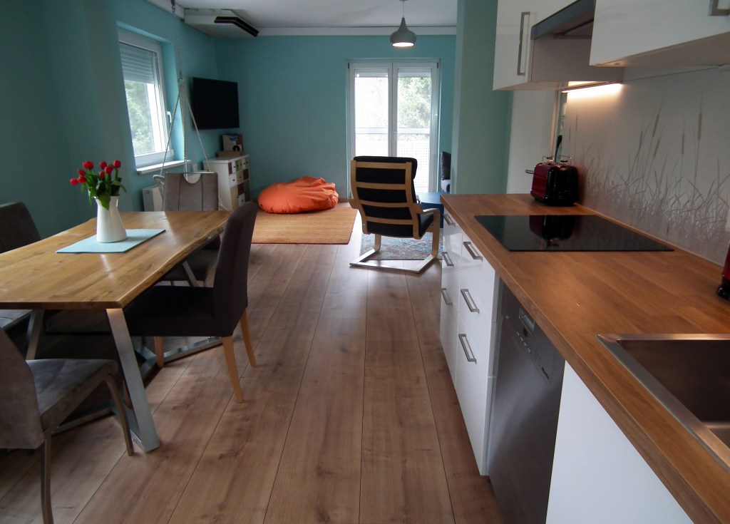 Open plan from kitchen to living area